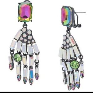 Iridescent and Green Dangle Earrings